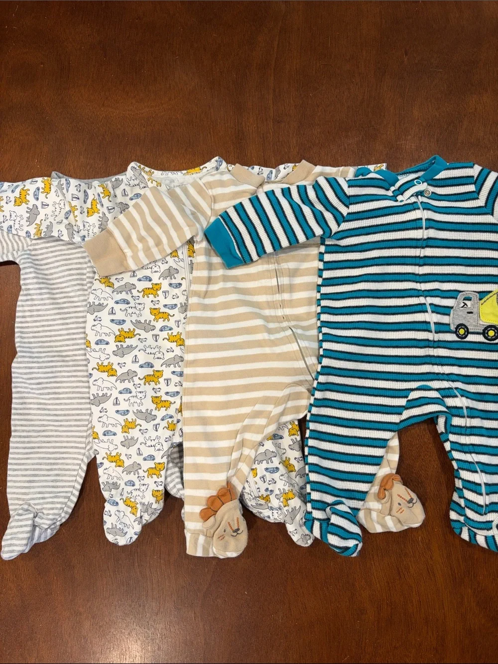 4️⃣-Pack Footie Bundle - Blue, Gray, Tan, White